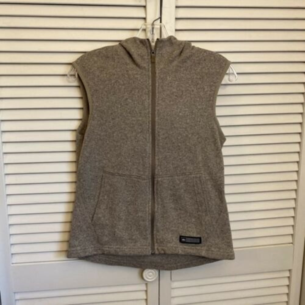 REI Womens Hooded Vest Size Medium Gray Outdoor Sleeveless Sweater